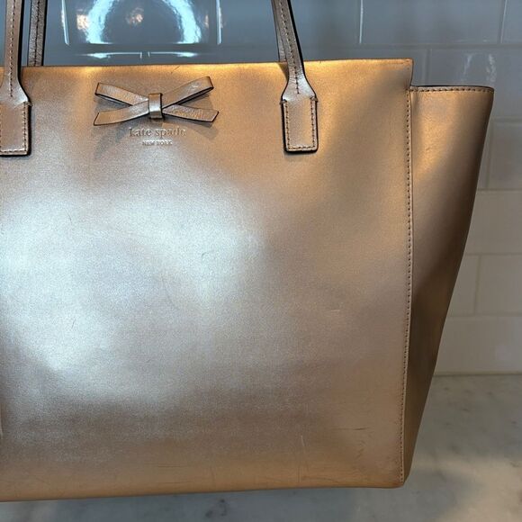 Kate Spade Bag Purse Handbag New York Sawyer Street Taden Metallic Leather Tote - Picture 3 of 16
